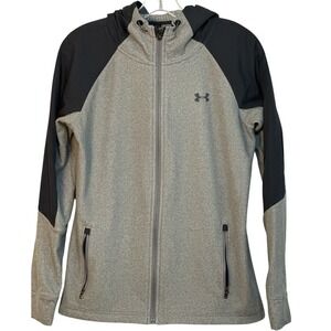Under Armour ColdGear Full Zip Hoodie‎ Jacket Gray Black Running Athletic Medium